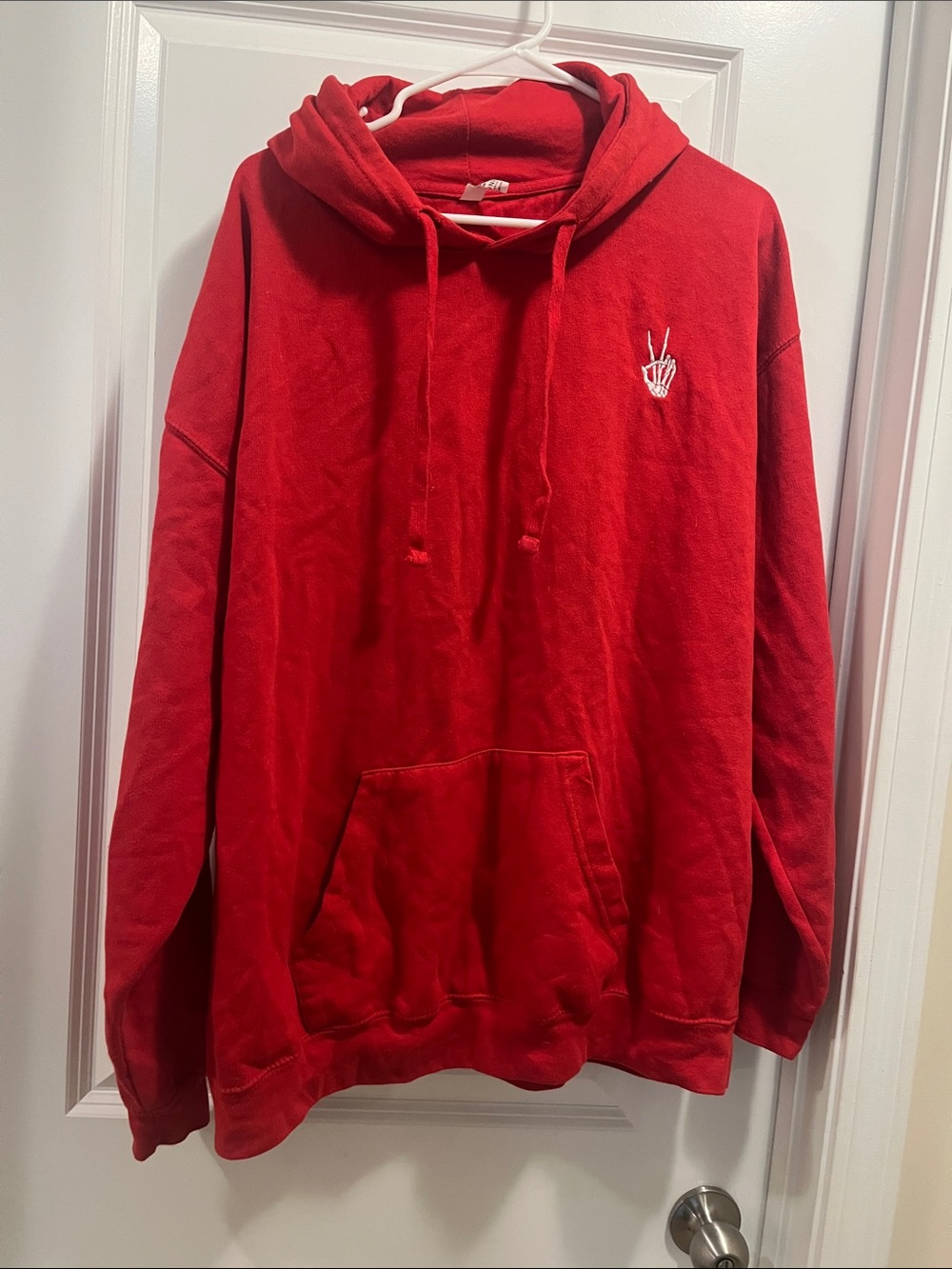 Red Skeleton XL/XXL Hoodie Sweatshirt Peace Sign Halloween